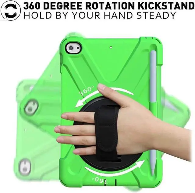 Alt view image 7 of 7 - JAENFONG Case for iPad Mini 4& iPad Mini 5 with 360 Degree Swivel Stand/Hand Strap/Shoulder Strap for Protective Fit Case for Mini iPad 5- Red