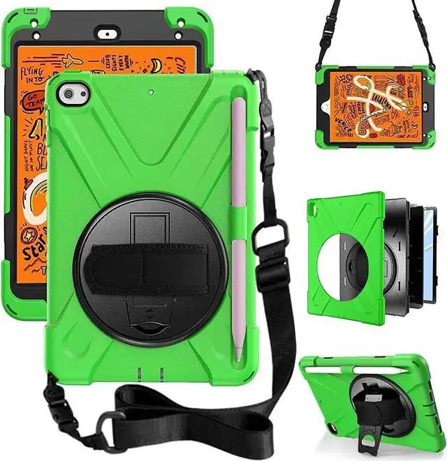 Main image of JAENFONG Case for iPad Mini 4& iPad Mini 5 with 360 Degree Swivel Stand/Hand Strap/Shoulder Strap for Protective Fit Case for Mini iPad 5- Red