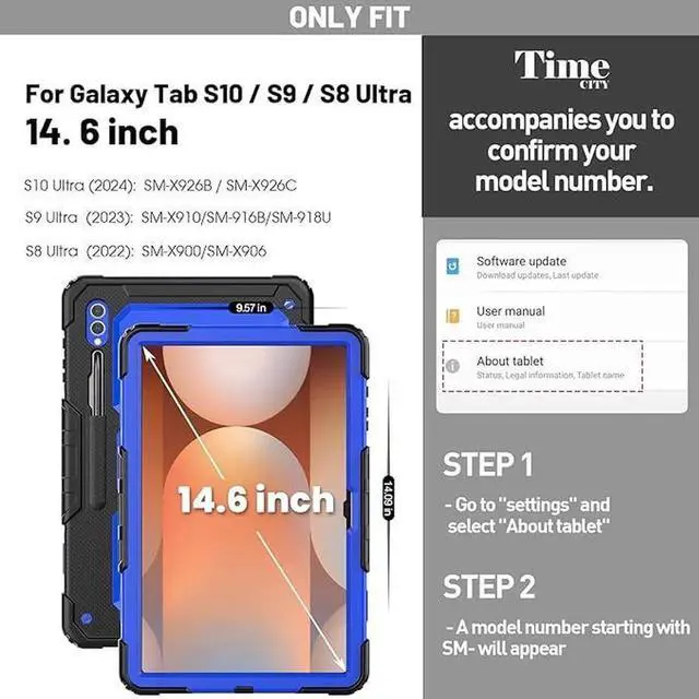 Alt view image 6 of 7 - Case for Galaxy Tab S10 Ultra Case/Tab S9 Ultra Case/Tab S8 Ultra Case 14.6 Inch 2024 2023 2022. Heavy Duty Protection but Not Bulky - Blue