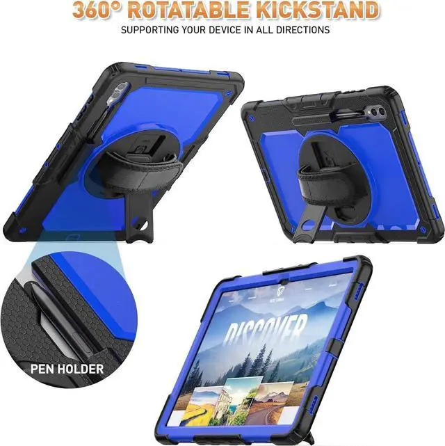 Alt view image 5 of 7 - Case for Galaxy Tab S10 Ultra Case/Tab S9 Ultra Case/Tab S8 Ultra Case 14.6 Inch 2024 2023 2022. Heavy Duty Protection but Not Bulky - Blue