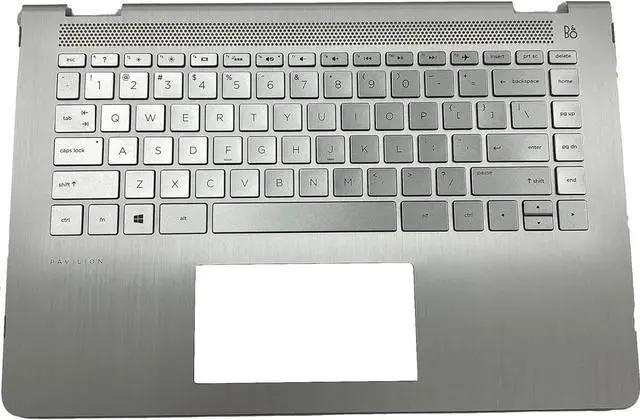 Main image of Replacement Laptop Upper Case Palmrest Backlit Keyboard Assembly Part for HP Pavilion 14-BA 14T-BA 924115-001 Sliver