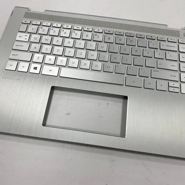 Alt view image 7 of 7 - Replacement Laptop Upper Case Palmrest Backlit Keyboard Assembly Part for HP Pavilion 14-BA 14T-BA 924115-001 Sliver