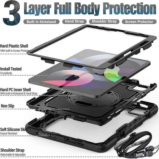 Alt view image 4 of 7 - JAENFONG iPad Air 4th Generation Case iPad 10.9 Case 2020 Full Protection Shockproof Case Cover for iPad Pro 11 2021/2020/2018