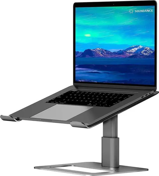 Main image of JAENFONG Adjustable Laptop Stand for Desk, Computer Stand, Ergonomic Laptop Riser Holder Compatible with 10 to 17.3 Inches Notebook PC Computer, Aluminum Grey