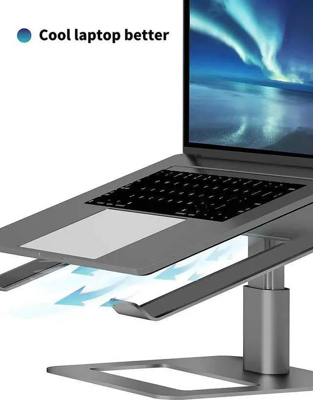 Alt view image 3 of 6 - JAENFONG Adjustable Laptop Stand for Desk, Computer Stand, Ergonomic Laptop Riser Holder Compatible with 10 to 17.3 Inches Notebook PC Computer, Aluminum Grey