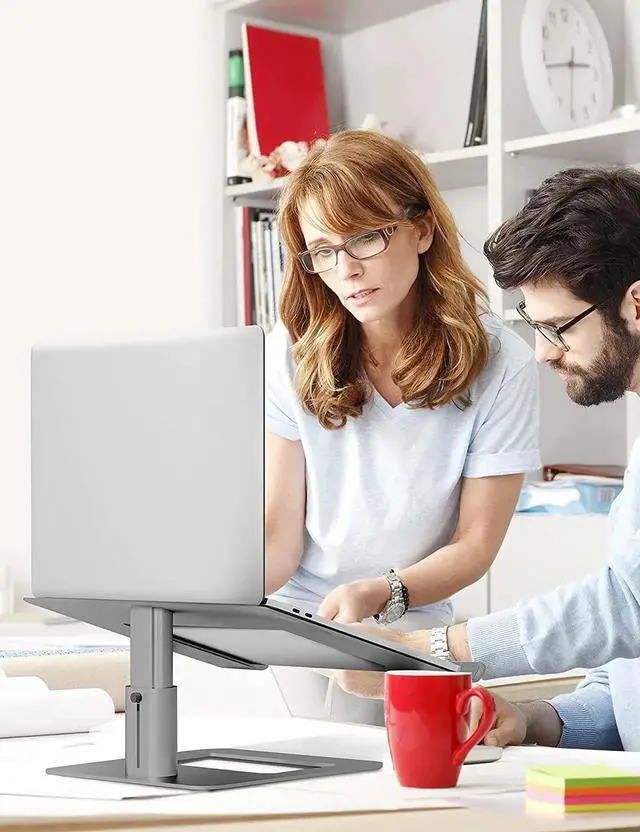 Alt view image 4 of 6 - JAENFONG Adjustable Laptop Stand for Desk, Computer Stand, Ergonomic Laptop Riser Holder Compatible with 10 to 17.3 Inches Notebook PC Computer, Aluminum Grey