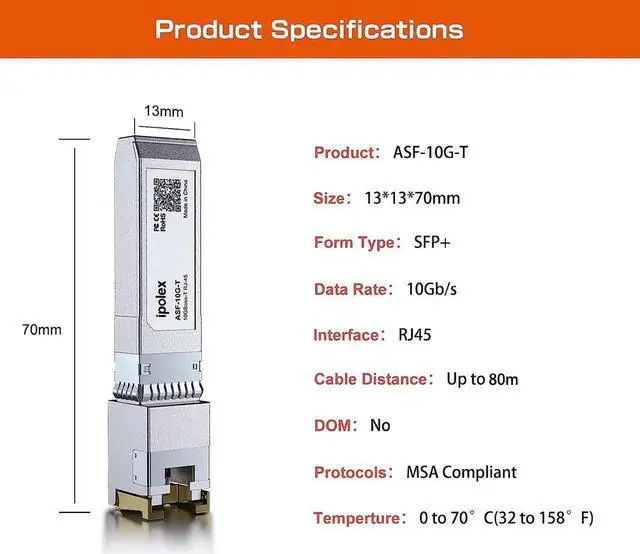 Alt view image 2 of 6 - 10GBase-T RJ45 SFP+ Module, 10G SFP+ RJ-45 Copper Transceiver for SFP-10G-T-S, Ubiquiti UniFi UF-RJ45-10G, Mikrotik, Fortinet, Netgear, D-Link, Supermicro, TP-Link (CAT.6a/CAT7, 30m) 1 Pack