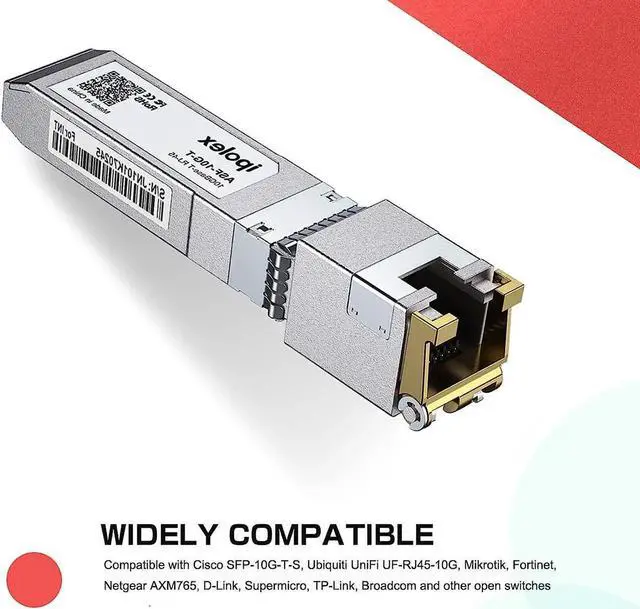 Alt view image 4 of 6 - 10GBase-T RJ45 SFP+ Module, 10G SFP+ RJ-45 Copper Transceiver for SFP-10G-T-S, Ubiquiti UniFi UF-RJ45-10G, Mikrotik, Fortinet, Netgear, D-Link, Supermicro, TP-Link (CAT.6a/CAT7, 30m) 1 Pack