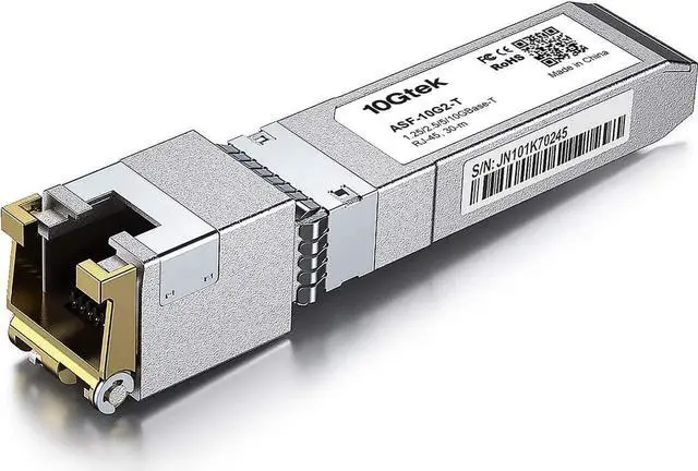 Alt view image 4 of 5 - 1.25/2.5/5/10G-T SFP+ to RJ45 CAT.6a Copper Transceiver, Auto-Negotiation SFP+ Ethernet Module, up to 30-Meter, for SFP-10G-T-S, Ubiquiti UniFi UF-RJ45-10G, Netgear AXM765 and More