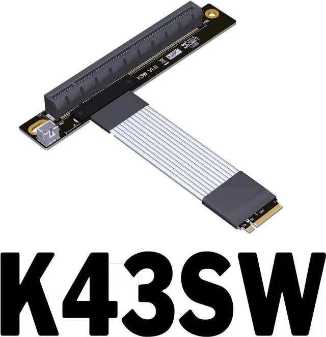 Alt view image 3 of 7 - ADT-Link PCIe 4.0/3.0 x4 M.2 NGFF NVMe Key M Extender Cable to PCIE x16 Graphics Card Riser Adapter 16x PCI-e PCI-Express for M2 2230 2242 2260 2280 (50cm, K43ST 4.0)