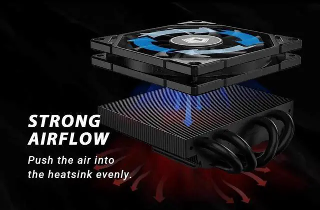 Alt view image 3 of 7 - ID-COOLING IS-40X V3 45mm Height Low Profile CPU Cooler 4 Heatpipes CPU Air Cooler with 15mm Thickness Slim Fan Support Intel LGA1700/1200/115X; AMD AM5/AM4 For Desktop