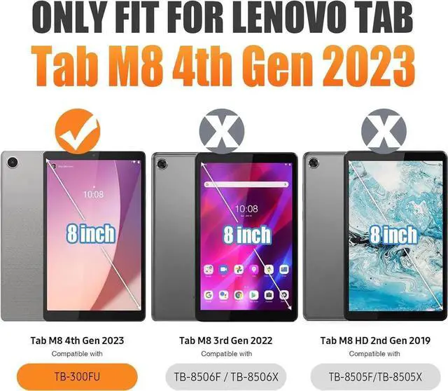 Alt view image 3 of 7 - JAENFONG for Tab M8 (4th Gen) 8 inch Case 2023 (TB-300FU/TB-300XU) with Screen Protector, 360° Rotate Stand&Strap, Pen Holder Drop-Proof Protection Case for Tab M8 4th (Green+Black)