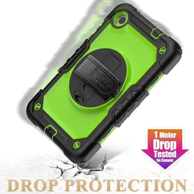 Alt view image 4 of 7 - JAENFONG for Tab M8 (4th Gen) 8 inch Case 2023 (TB-300FU/TB-300XU) with Screen Protector, 360° Rotate Stand&Strap, Pen Holder Drop-Proof Protection Case for Tab M8 4th (Green+Black)