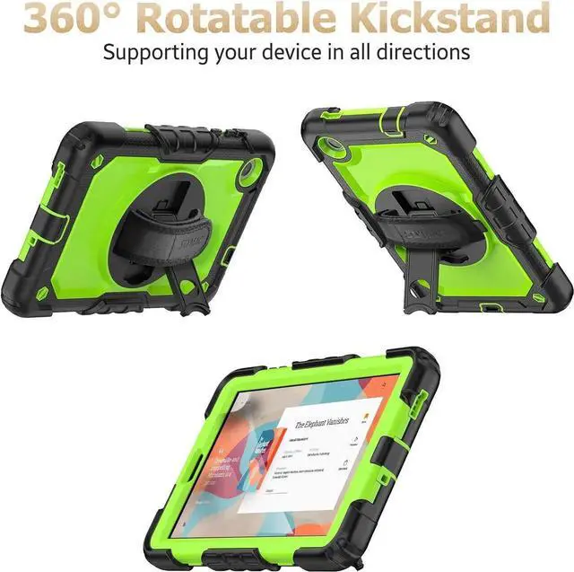 Alt view image 7 of 7 - JAENFONG for Tab M8 (4th Gen) 8 inch Case 2023 (TB-300FU/TB-300XU) with Screen Protector, 360° Rotate Stand&Strap, Pen Holder Drop-Proof Protection Case for Tab M8 4th (Green+Black)