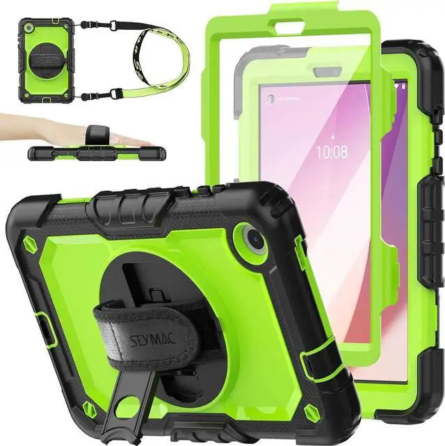 Main image of JAENFONG for Tab M8 (4th Gen) 8 inch Case 2023 (TB-300FU/TB-300XU) with Screen Protector, 360° Rotate Stand&Strap, Pen Holder Drop-Proof Protection Case for Tab M8 4th (Green+Black)