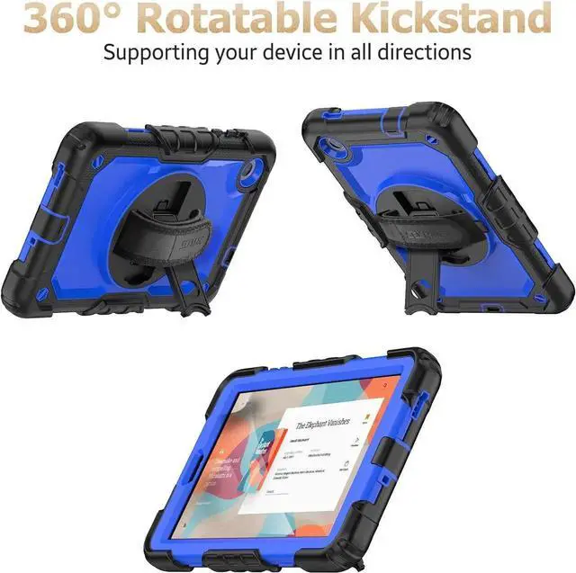 Alt view image 5 of 7 - JAENFONG for Tab M8 (4th Gen) 8 inch Case 2023 (TB-300FU/TB-300XU) with Screen Protector, 360° Rotate Stand&Strap, Pen Holder Drop-Proof Protection Case for Tab M8 4th (Blue+Black)