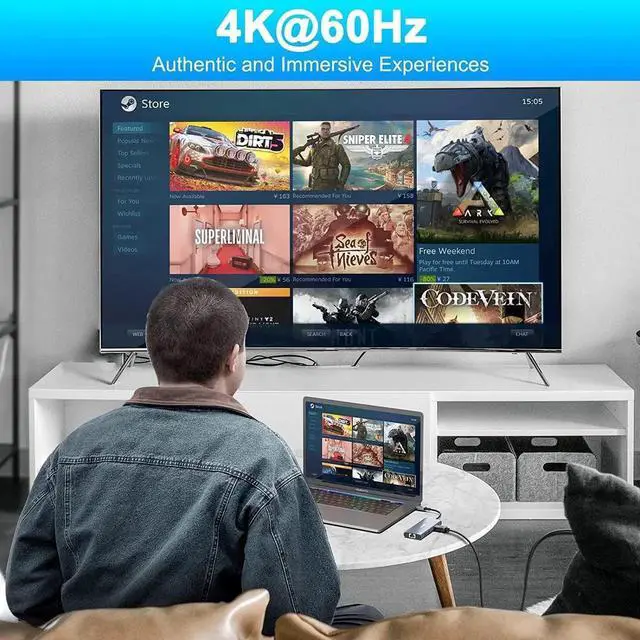 Alt view image 2 of 7 - 6-in-1 USB C Hub 4K@60Hz 10Gbps USB C hub Multiport Adapter, Type C Hub with Ethernet, 4K@60Hz HDMI, 100W PD, 10Gbps USB C and 2 USB A, USB C Docking Station for MacBook Pro and Other USB-C Laptops