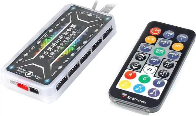 Alt view image 4 of 7 - 120mm RGB Color Case Fans 11- Blades Quiet Computer Cooling PC Fans RGB Color Changing LED Fan with Remote Control Music Rhythm Sync & ARGB Motherboard Sync (6 Pack Fan+Music Controller)