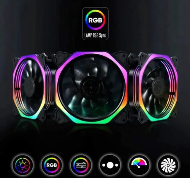 Alt view image 6 of 7 - 120mm RGB Color Case Fans 11- Blades Quiet Computer Cooling PC Fans RGB Color Changing LED Fan with Remote Control Music Rhythm Sync & ARGB Motherboard Sync (6 Pack Fan+Music Controller)