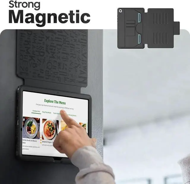 Alt view image 5 of 7 - JAENFONG Case for Galaxy Tab A9+ Plus 11 inch, Multi-Angle Magnetic Stand & Card Slots & Strong Magnets Support Stick to Fridge (SM-X210 / SM-X216 / SM-X218) A9+ Tablet Cover - Black