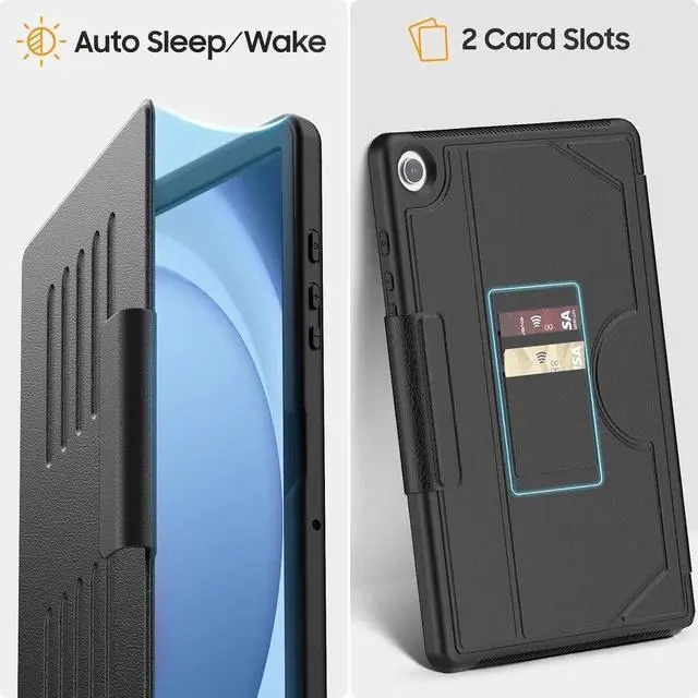 Alt view image 2 of 7 - JAENFONG Case for Galaxy Tab A9+ Plus 11 inch, Multi-Angle Magnetic Stand & Card Slots & Strong Magnets Support Stick to Fridge (SM-X210 / SM-X216 / SM-X218) A9+ Tablet Cover - Black