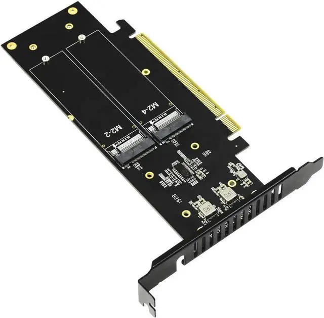 Alt view image 2 of 7 - jeyi iHyper M.2 PCIE4.0 X16 to 4X NVME Adapter Card PCIE4.0 GEN4 X16 to 4X NVME RAID Card PCI-E VROC Card
