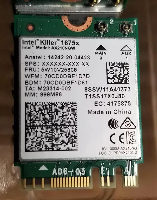 Main image of Killer Wi-Fi 6E AX1675x Tri Band AX210 M.2 2230 Bluetooth 5.2 WiFi Card (Single Pack)