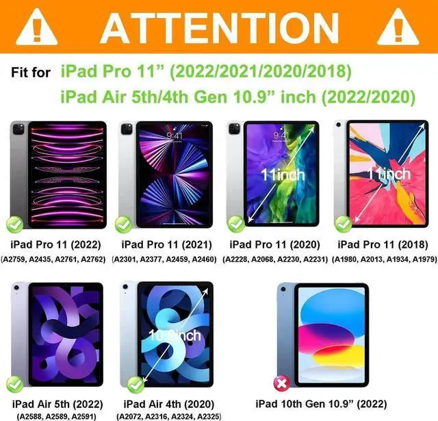 Alt view image 2 of 6 - iPad Air 5th Generation Case 2022 - Protective Case for 10.9'' iPad Air 5th/4th Gen & iPad Pro 11 inch (4th/3rd/2nd/1st), iPad Pro 11 inch Case with Kickstand and Screen Protector -Colourful Pink