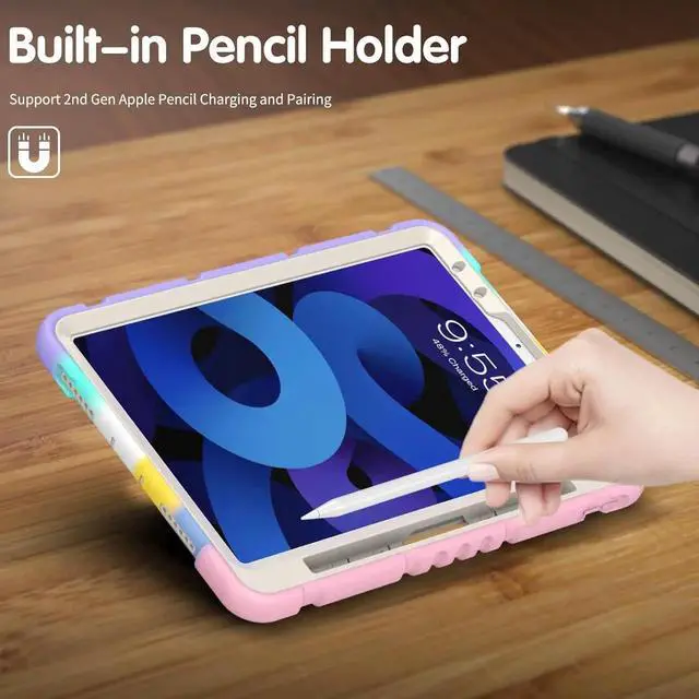 Alt view image 4 of 6 - iPad Air 5th Generation Case 2022 - Protective Case for 10.9'' iPad Air 5th/4th Gen & iPad Pro 11 inch (4th/3rd/2nd/1st), iPad Pro 11 inch Case with Kickstand and Screen Protector -Colourful Pink