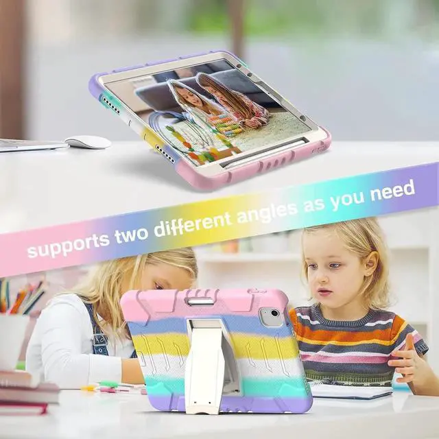 Alt view image 6 of 6 - iPad Air 5th Generation Case 2022 - Protective Case for 10.9'' iPad Air 5th/4th Gen & iPad Pro 11 inch (4th/3rd/2nd/1st), iPad Pro 11 inch Case with Kickstand and Screen Protector -Colourful Pink