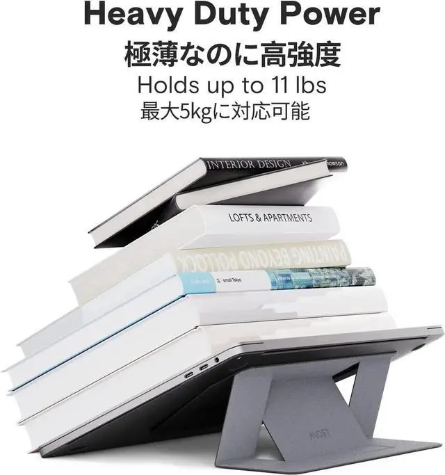 Alt view image 5 of 7 - MOFT Invisible Laptop Stand for Laptops Without Bottom Vents, Lightweight Adhesive 2-Height Repositionable Residue-Free Laptop Desk Stand (Silver)