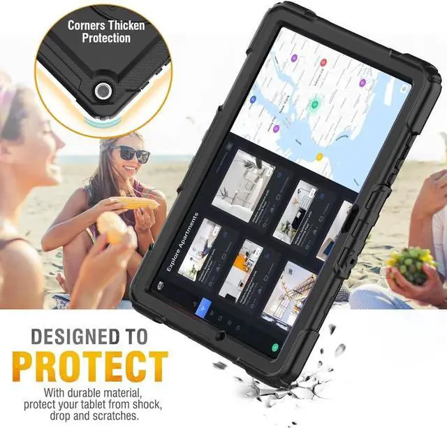 Alt view image 6 of 7 - JAENFONG Case for Galaxy Tab A9+/ A9 Plus Case 11 Inch, Protective with Screen Protector/Hand Strap/Pen Holder, Sturdy Shockproof Galaxy A9 Plus Tablet Case 2023 SM-X210/X216/X218 - Black
