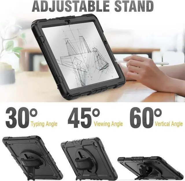 Alt view image 2 of 7 - JAENFONG Case for Galaxy Tab A9+/ A9 Plus Case 11 Inch, Protective with Screen Protector/Hand Strap/Pen Holder, Sturdy Shockproof Galaxy A9 Plus Tablet Case 2023 SM-X210/X216/X218 - Black
