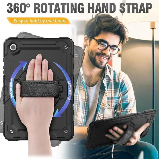 Alt view image 4 of 7 - JAENFONG Case for Galaxy Tab A9+/ A9 Plus Case 11 Inch, Protective with Screen Protector/Hand Strap/Pen Holder, Sturdy Shockproof Galaxy A9 Plus Tablet Case 2023 SM-X210/X216/X218 - Black