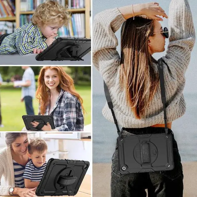 Alt view image 3 of 7 - JAENFONG Case for Galaxy Tab A9+/ A9 Plus Case 11 Inch, Protective with Screen Protector/Hand Strap/Pen Holder, Sturdy Shockproof Galaxy A9 Plus Tablet Case 2023 SM-X210/X216/X218 - Black