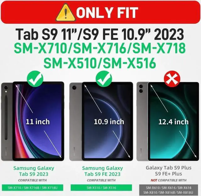 Alt view image 2 of 7 - JAENFONG Case for Galaxy Tab S9 FE 10.9/ S9 Case 11 with Screen Protector/Pen Holder/Hand Strap (SM-X510 X516B X518U X710 716B X718U) Heavy Duty S9 FE/S9 Tablet Case 11 - Yellow