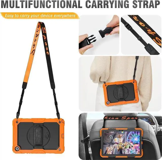 Alt view image 7 of 7 - JAENFONG Case for Galaxy Tab A9+/ A9 Plus Case 11 Inch, Protective with Screen Protector/Hand Strap/Pen Holder, Sturdy Shockproof Galaxy A9 Plus Tablet Case 2023 SM-X210/X216/X218 - Orange