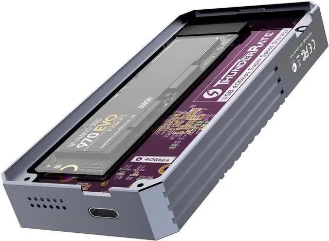 Alt view image 3 of 6 - USB 4.0 SSD Enclosure 40Gbps M.2 NVMe 2280 to USB-c Solid State Drive Case Compatible with Thunderbolt4/3 USB 3.2/3.1/3 (TB-2464)