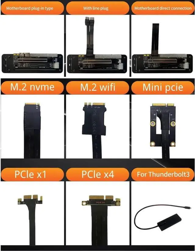 Alt view image 7 of 7 - M.2 WiFi (A/E Key) External Graphics Card Stand Bracket w/ PCIe 3.0 4X PCI-E x4 Riser Cable Compatible with ITX STX NUC VEGA64 GTX1080ti (25cm,PCIe X4 Dock)