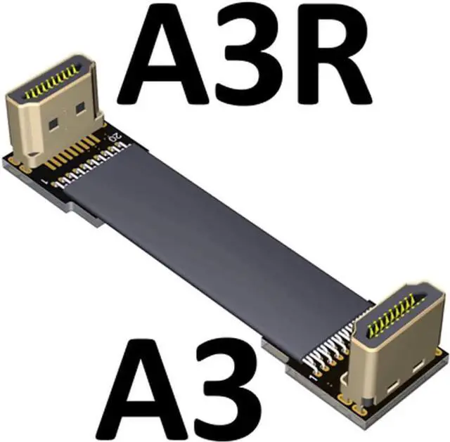 Alt view image 2 of 3 - ADT-LINK Flat Slim Angled Standard HDMI 2.0 Male/Female to HDMI 2.0 Male/Female 20 pin FFC FPC Flat Ribbon Elbow Cable 2K/144hz 4K/60Hz for HDTV AV Aerial Photography A1 (25cm,A3-A3R)