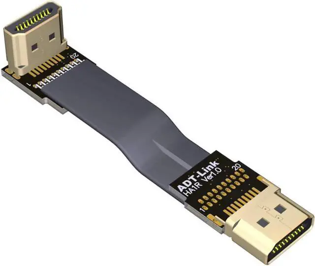 Main image of ADT-LINK Flat Slim Angled Standard HDMI 2.0 Male/Female to HDMI 2.0 Male/Female 20 pin FFC FPC Flat Ribbon Elbow Cable 2K/144hz 4K/60Hz for HDTV AV Aerial Photography A1 (25cm,A1R-A3)