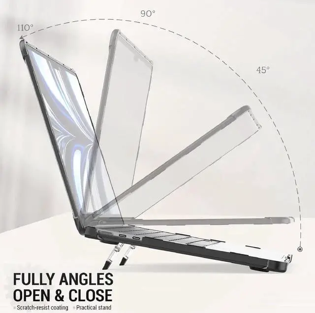 Alt view image 2 of 6 - JAENFONG MBook Pro 16 inch Case 2023/2022/2021 A2991 A2780 A2485, Shock-Absorbing Protection Case with Folding Stand &Mouse Pad/Bag for MBook Pro 16'' M3/M2/M1 A2991 A2780 A2485 (HardBlack)