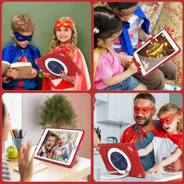 Alt view image 3 of 7 - JAENFONG New iPad 10.2 Case for Kids, iPad 9th/8th/7th Generation Case, 360 Rotating Shockproof Rugged Protective iPad 10.2 inch Case with Pencil Holder Kickstand for Kids Children Boys(Red)