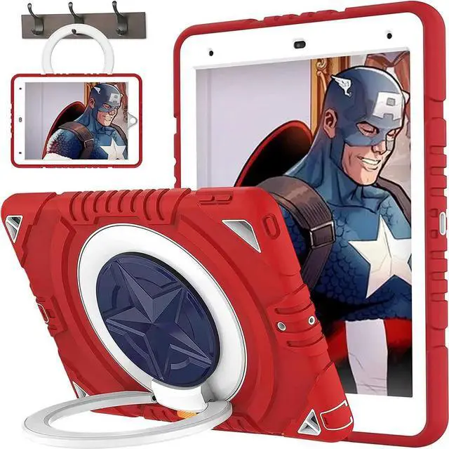 Main image of JAENFONG New iPad 10.2 Case for Kids, iPad 9th/8th/7th Generation Case, 360 Rotating Shockproof Rugged Protective iPad 10.2 inch Case with Pencil Holder Kickstand for Kids Children Boys(Red)