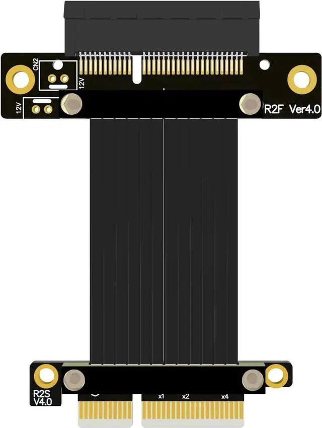 Alt view image 5 of 5 - PCIe 4X to 4X Riser Cable GEN4 PCI-Express 4.0 X4 Extension Cable 90/180 Degree GPU Riser Vertical Mount for USB Adapter Network Card Capture Card Bitcoin Miner (25CM,R22SF)
