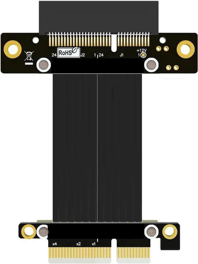 Alt view image 2 of 5 - PCIe 4X to 4X Riser Cable GEN4 PCI-Express 4.0 X4 Extension Cable 90/180 Degree GPU Riser Vertical Mount for USB Adapter Network Card Capture Card Bitcoin Miner (25CM,R22SF)