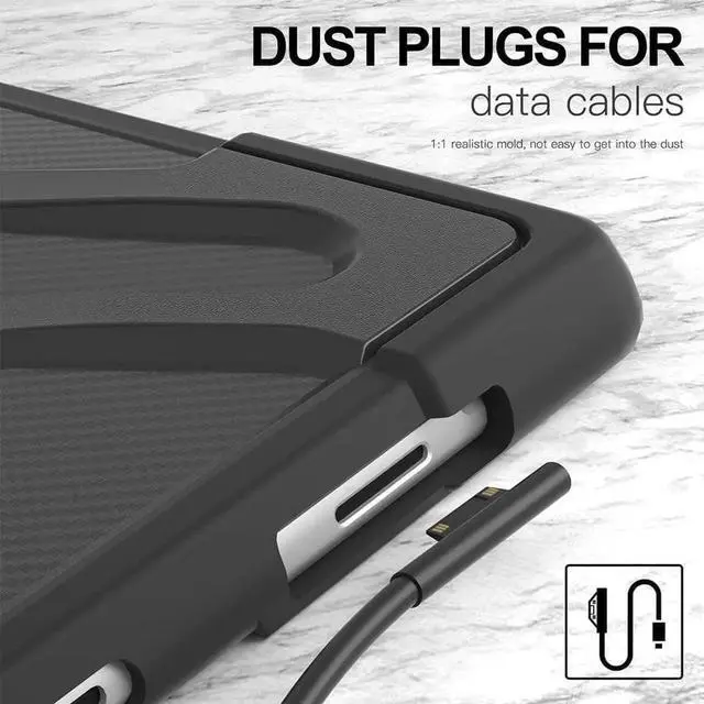 Alt view image 4 of 7 - JAENFONG Surface Pro 8 Case 13 inch 2021, Rugged Case for Surface Pro 8 with Kickstand and Hand Strap Heavy Duty Shockproof, Compatible with Type Cover Keyboard-Black