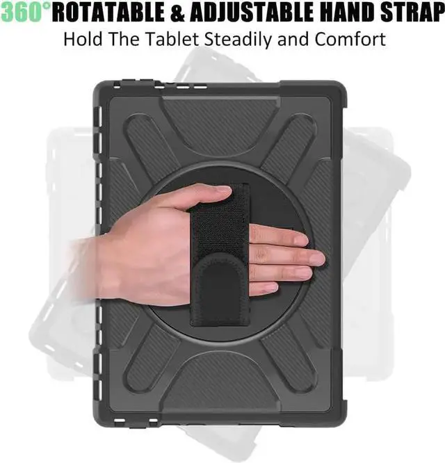 Alt view image 7 of 7 - JAENFONG Surface Pro 8 Case 13 inch 2021, Rugged Case for Surface Pro 8 with Kickstand and Hand Strap Heavy Duty Shockproof, Compatible with Type Cover Keyboard-Black