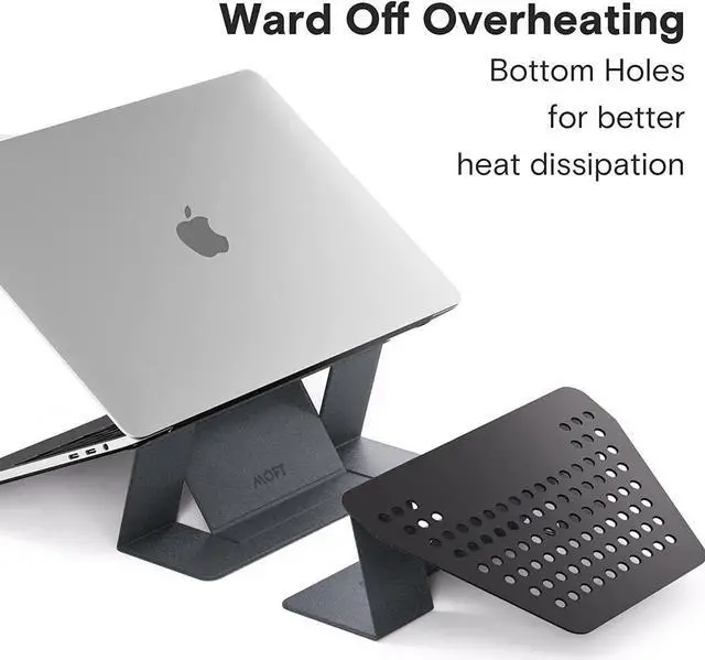 Alt view image 2 of 6 - MOFT Invisible Laptop Stand for Laptops Without Bottom Vents, Lightweight Adhesive 2-Height Repositionable Residue-Free Laptop Desk Table Stand, Up to 16 inch, Load-Bearing 5 kg (Space Gray)
