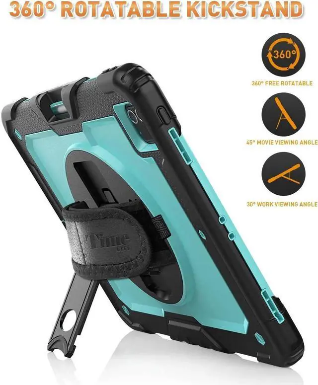 Main image of JAENFONG iPad Pro 12.9 Case (iPad Pro 12.9 Inch 3rd/ 4th/ 5th/ 6th Generation Case): with Strong Protection, Screen Protector, Hand Strap, Shoulder Strap, Rotating Stand, Pencil Holder - Light Blue